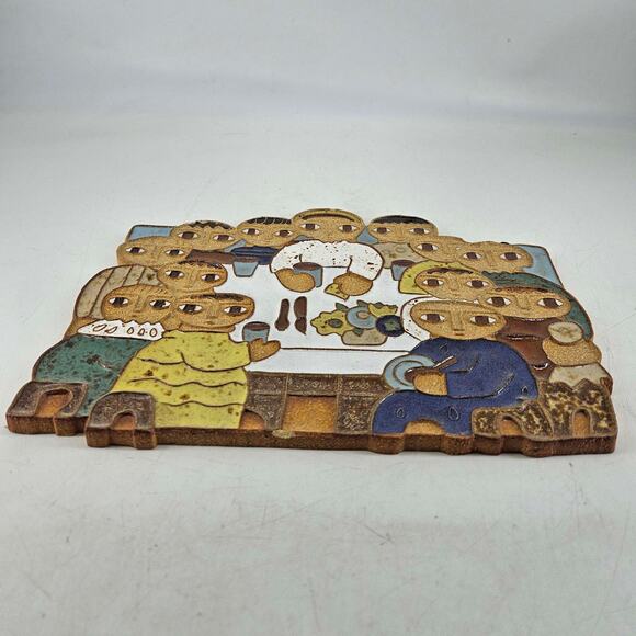 St. Andrew’s Abbey Ceramic Plaque The Last Supper Nwt Hand Made Pottery Monks - Picture 2 of 5